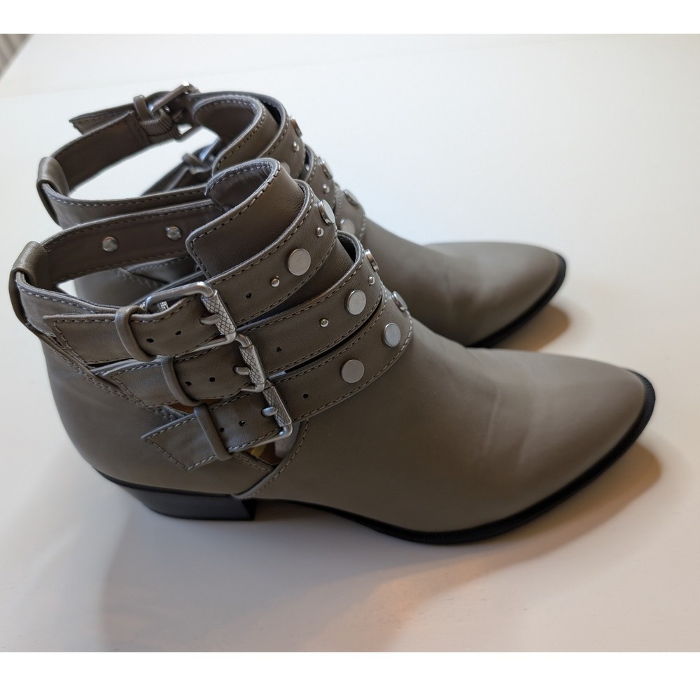Circus by Sam Edelman Taupe Studded Triple Buckle Cutout Ankle Boots Womens 6‎